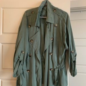 Free People Soft Trench Coat sz M Green